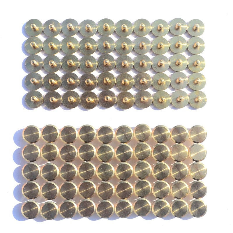 DGOL 50 Pairs Brass Backscrews Golden Leather Fasteners Sturdy Binding Rivets Belt Strap Collar Back Screws PU Studs Length (0.158 inch (4mm)) - Image 2